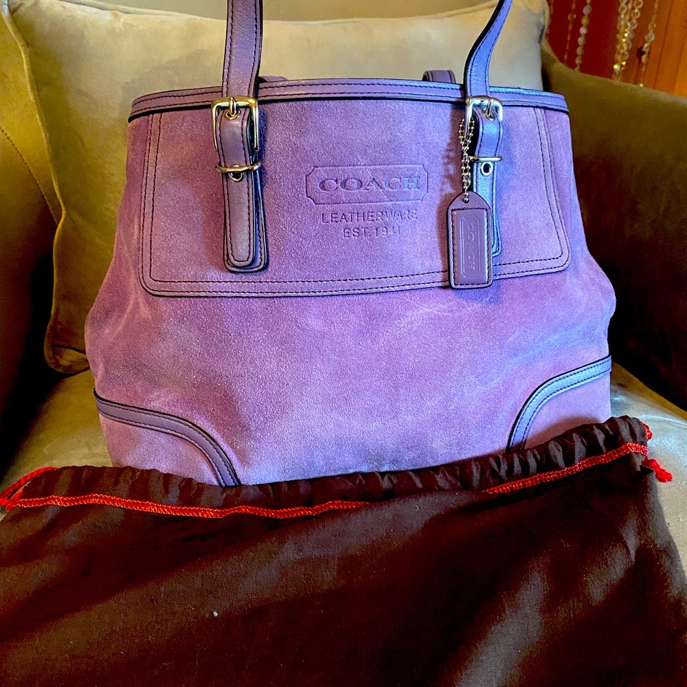 Coach suede and leather purple bag